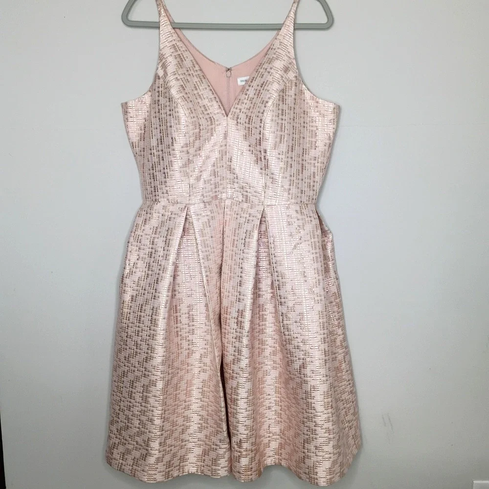 Dress the Population fit and flare cocktail party dress pink shiny XXL - Picture 2 of 11